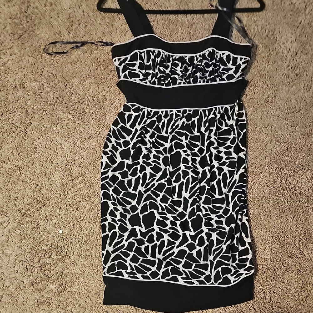 Love Tease Black and White Sheath Mini Dress